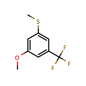 Chemical structure of (3-Methoxy-5-(trifluoromethyl)phenyl)(methyl)sulfane , CAS 1823046-41-8, AChemBlock AD257427