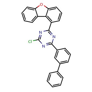 Chemical structure of 2-[1,1'-Biphenyl]-3-yl-4-chloro-6-(1-dibenzofuranyl)-1,3,5-Triazine , CAS 1883265-36-8, AChemBlock AD257441