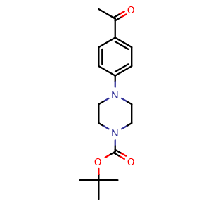 Chemical structure of tert-Butyl 4-(4-acetylphenyl)piperazine-1-carboxylate , CAS 189763-86-8, AChemBlock AD257444