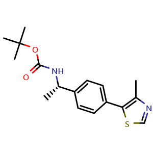 Chemical structure of (S)-tert-Butyl (1-(4-(4-methylthiazol-5-yl)phenyl)ethyl)carbamate , CAS 1973408-97-7, AChemBlock AD257461