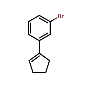 Chemical structure of 1-Bromo-3-cyclopentenylbenzene , CAS 19920-77-5, AChemBlock AD257466