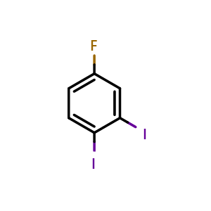Chemical structure of 3,4-Diiodofluorobenzene , CAS 203059-85-2, AChemBlock AD257470