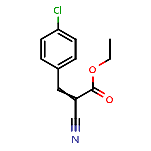 Chemical structure of Ethyl 3-(4-chlorophenyl)-2-cyanoacrylate , CAS 2286-35-3, AChemBlock AD257528
