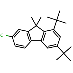 Chemical structure of 7-Chloro-1,3-bis(1,1-dimethylethyl)-9,9-dimethyl-9H-fluorene , CAS 2356108-27-3, AChemBlock AD257535