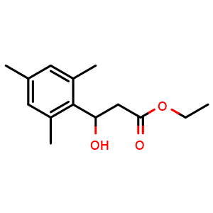 Chemical structure of Ethyl 3-hydroxy-3-mesitylpropanoate , CAS 2361329-89-5, AChemBlock AD257538