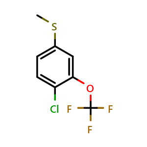 Chemical structure of (4-Chloro-3-(trifluoromethoxy)phenyl)(methyl)sulfane , CAS 2386293-95-2, AChemBlock AD257550