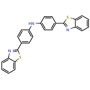 Chemical structure of 4-(2-Benzothiazolyl)-N-[4-(2-benzothiazolyl)phenyl]benzenamine , CAS 2396723-79-6, AChemBlock AD257554