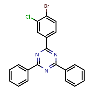 Chemical structure of 2-(4-Bromo-3-chlorophenyl)-4,6-diphenyl-1,3,5-triazine , CAS 2425604-94-8, AChemBlock AD257560