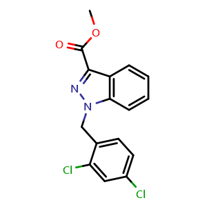 Chemical structure of Methyl 1-(2,4-dichlorobenzyl)-1H-indazole-3-carboxylate , CAS 252025-50-6, AChemBlock AD257571