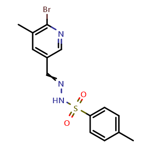 Chemical structure of N'-((6-Bromo-5-methylpyridin-3-yl)methylene)-4-methylbenzenesulfonohydrazide , CAS 2586233-00-1, AChemBlock AD257579