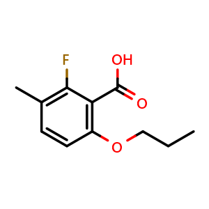 Chemical structure of 2-Fluoro-3-methyl-6-propoxybenzoic acid , CAS 2624417-63-4, AChemBlock AD257593