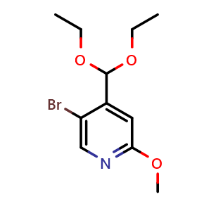 Chemical structure of 5-Bromo-4-(diethoxymethyl)-2-methoxypyridine , CAS 2635937-11-8, AChemBlock AD257596