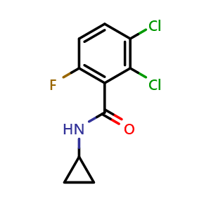 Chemical structure of 2,3-Dichloro-N-cyclopropyl-6-fluorobenzamide , CAS 2643367-56-8, AChemBlock AD257610