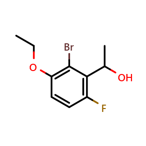 Chemical structure of 1-(2-Bromo-3-ethoxy-6-fluorophenyl)ethanol , CAS 2643367-70-6, AChemBlock AD257612