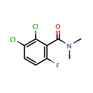 Chemical structure of 2,3-Dichloro-6-fluoro-N,N-dimethylbenzamide , CAS 2643367-83-1, AChemBlock AD257614
