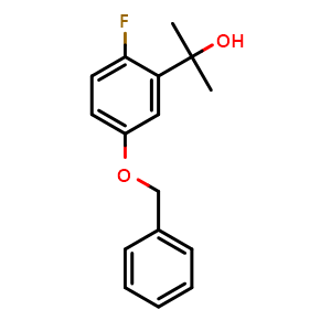 Chemical structure of 2-(5-(Benzyloxy)-2-fluorophenyl)propan-2-ol , CAS 2643368-29-8, AChemBlock AD257622