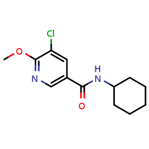 Chemical structure of 5-Chloro-N-cyclohexyl-6-methoxynicotinamide , CAS 2643368-31-2, AChemBlock AD257623