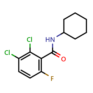 Chemical structure of 2,3-Dichloro-N-cyclohexyl-6-fluorobenzamide , CAS 2643368-50-5, AChemBlock AD257624