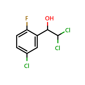 Chemical structure of 2,2-Dichloro-1-(5-chloro-2-fluorophenyl)ethanol , CAS 2734772-90-6, AChemBlock AD257633