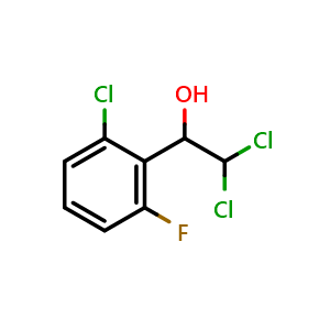Chemical structure of 2,2-Dichloro-1-(2-chloro-6-fluorophenyl)ethanol , CAS 2734773-25-0, AChemBlock AD257635