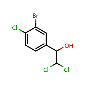 Chemical structure of 1-(3-Bromo-4-chlorophenyl)-2,2-dichloroethanol , CAS 2734773-32-9, AChemBlock AD257636