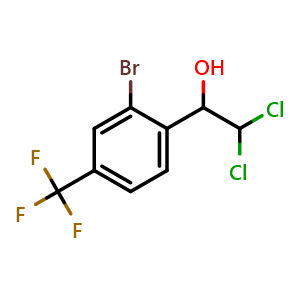 Chemical structure of 1-(2-Bromo-4-(trifluoromethyl)phenyl)-2,2-dichloroethanol , CAS 2734773-37-4, AChemBlock AD257637