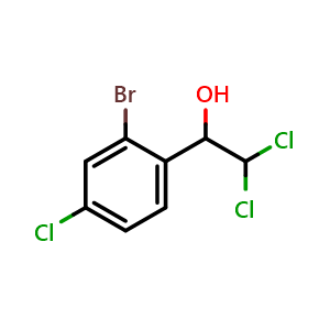 Chemical structure of 1-(2-Bromo-4-chlorophenyl)-2,2-dichloroethanol , CAS 2734775-96-1, AChemBlock AD257649