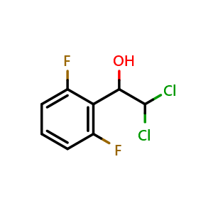 Chemical structure of 2,2-Dichloro-1-(2,6-difluorophenyl)ethanol , CAS 2734776-28-2, AChemBlock AD257652