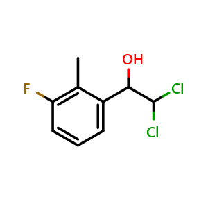 Chemical structure of 2,2-Dichloro-1-(3-fluoro-2-methylphenyl)ethanol , CAS 2734776-39-5, AChemBlock AD257654
