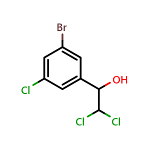 Chemical structure of 1-(3-Bromo-5-chlorophenyl)-2,2-dichloroethanol , CAS 2734778-63-1, AChemBlock AD257668
