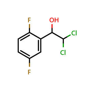 Chemical structure of 2,2-Dichloro-1-(2,5-difluorophenyl)ethanol , CAS 2734779-34-9, AChemBlock AD257675