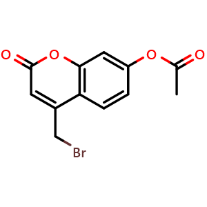 Chemical structure of 4-(Bromomethyl)-2-oxo-2H-chromen-7-yl acetate , CAS 2747-04-8, AChemBlock AD257678