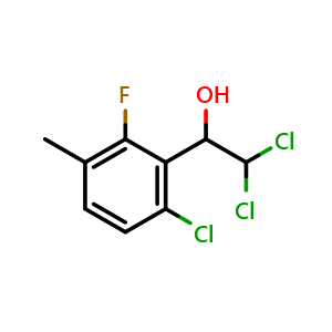Chemical structure of 2,2-Dichloro-1-(6-chloro-2-fluoro-3-methylphenyl)ethanol , CAS 2755716-71-1, AChemBlock AD257683