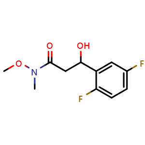 Chemical structure of 3-(2,5-Difluorophenyl)-3-hydroxy-N-methoxy-N-methylpropanamide , CAS 2755717-40-7, AChemBlock AD257684