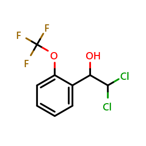 Chemical structure of 2,2-Dichloro-1-(2-(trifluoromethoxy)phenyl)ethanol , CAS 2755718-16-0, AChemBlock AD257686