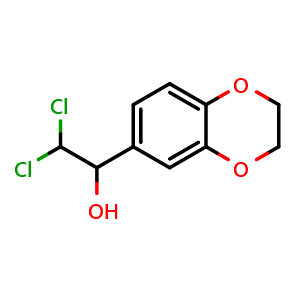 Chemical structure of 2,2-Dichloro-1-(2,3-dihydrobenzo[b][1,4]dioxin-6-yl)ethanol , CAS 2755718-49-9, AChemBlock AD257689
