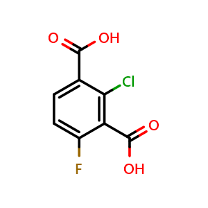 Chemical structure of 2-Chloro-4-fluoroisophthalic acid , CAS 2755719-87-8, AChemBlock AD257699
