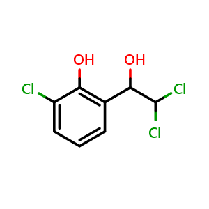 Chemical structure of 2-Chloro-6-(2,2-dichloro-1-hydroxyethyl)phenol , CAS 2755721-87-8, AChemBlock AD257702
