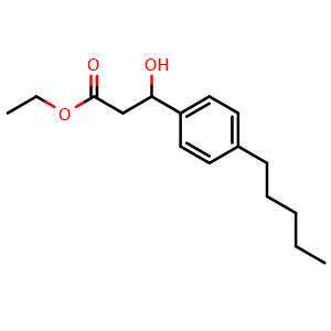 Chemical structure of Ethyl 3-hydroxy-3-(4-pentylphenyl)propanoate , CAS 2755723-33-0, AChemBlock AD257705