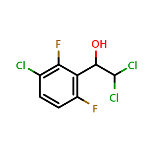Chemical structure of 2,2-Dichloro-1-(3-chloro-2,6-difluorophenyl)ethanol , CAS 2757730-42-8, AChemBlock AD257712