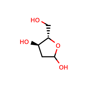 Chemical structure of 2-Deoxy-L-erythro-pentofuranose , CAS 29780-54-9, AChemBlock AD257755