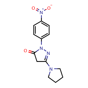 Chemical structure of 1-(4-Nitrophenyl)-3-pyrrolidino-2-pyrazolin-5-one , CAS 30818-17-8, AChemBlock AD257761