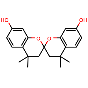 Chemical structure of 4,4,4',4'-Tetramethyl-2,2'-spirobi[chroman]-7,7'-diol , CAS 3127-14-8, AChemBlock AD257765