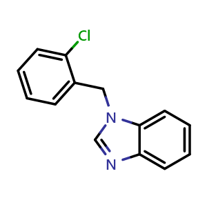 Chemical structure of 1-(2-chlorobenzyl)-1H-benzimidazole , CAS 328016-11-1, AChemBlock AD257775