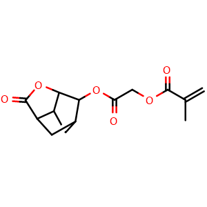 Chemical structure of 2-Propenoicacid,2-methyl-,2- [(hexahydro-2-oxo-3,5-methano-2H-cyclopenta[b]furan-6-yl)oxy]-2-oxoethyl ester , CAS 347886-81-1, AChemBlock AD257789