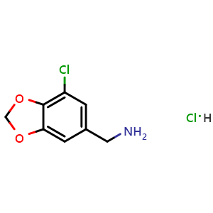 Chemical structure of 5-Aminomethyl-7-chloro-1,3-benzodioxole hydrochloride , CAS 350480-53-4, AChemBlock AD257794