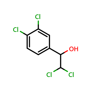 Chemical structure of 2,2-Dichloro-1-(3,4-dichlorophenyl)ethanol , CAS 36129-19-8, AChemBlock AD257804