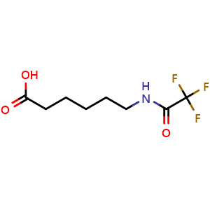 Chemical structure of 6-(2,2,2-trifluoroacetamido)hexanoic acid , CAS 407-91-0, AChemBlock AD257844