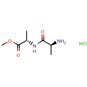 Chemical structure of (S)-Methyl 2-((S)-2-aminopropanamido)propanoate hydrochloride , CAS 41036-19-5, AChemBlock AD257850