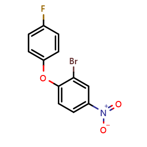 Chemical structure of 2-Bromo-1-(4-fluorophenoxy)-4-nitrobenzene , CAS 477856-83-0, AChemBlock AD257885